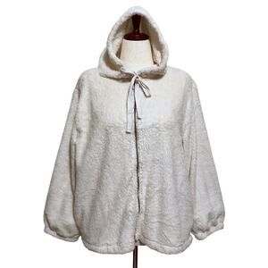 Bobeau NWT Ivory Full Zip Faux Fur Lightweight Hoodie Jacket Women 1X
